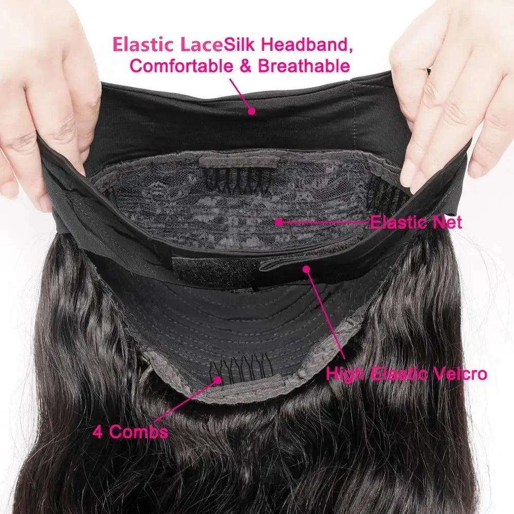 Curly Human Hair Wigs Water Wave Headband Wig No Glue No Lace 180 Density Brazilian Curly Wigs For Women Ready To Wear And Go