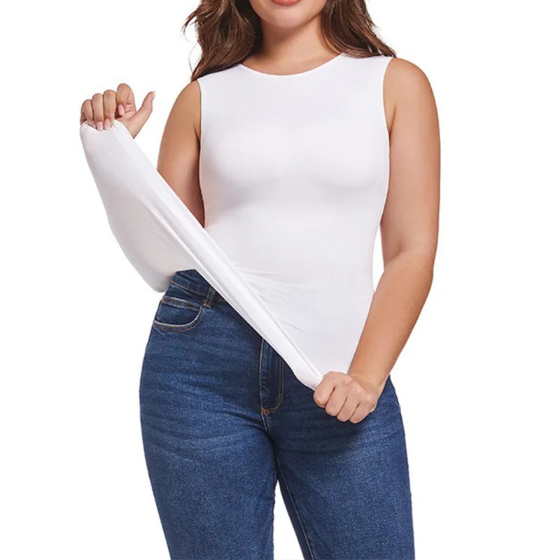 Guudia Shapewear Tanks Women Seamless Tanks Sleeveless Compression Tanks Round Neck Tnak Top Stretchy Camisole Spandex Elastic