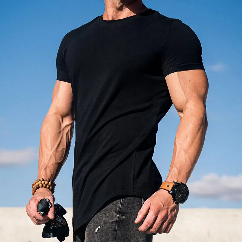 Sport Fitness T-shirt Men Bodybuilding Short Sleeve Workout Shirt Training Sport Running Gym T-shirt Summer Tops Tee Rashgard