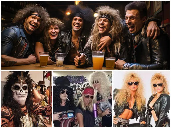 80s Rocker Synthetic Wigs for Men Mullet Wig Long Curly Hair Wig Kiss Wig Perfect for Halloween Cosplay DIY Themed Costume Party