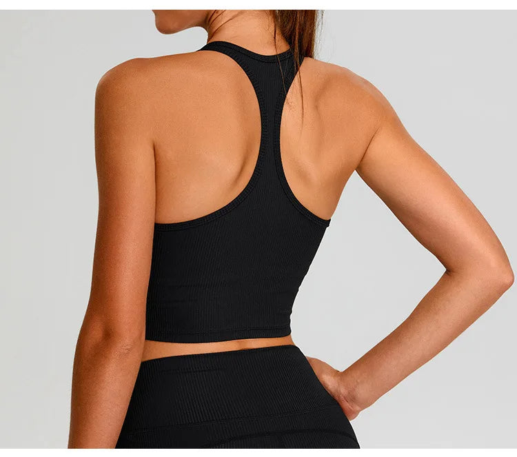 Sports Bra Top Push Up Fitness Underwear Women Yoga Bra Ribbed Sport Tops Women Breathable Running Vest High Strength Gym Wear