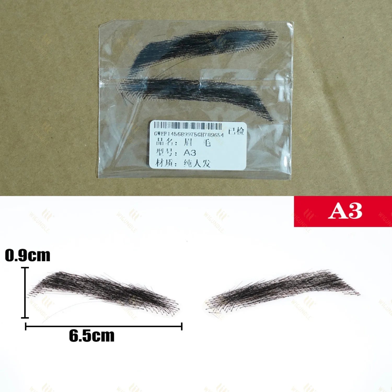 WIGUNDLE Women/Man's Eyebrows Hair Eyebrows Six Style 100% Human Hair Artificial Weaving Lace Workers' Hair Braided Eyebrow Wigs