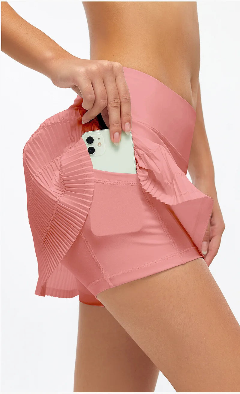 Women Sports Tennis Skirts Fitness Running Shorts High Waist Athletic Skirt With Pockets Pleated Sport Skort Golf Sportswear