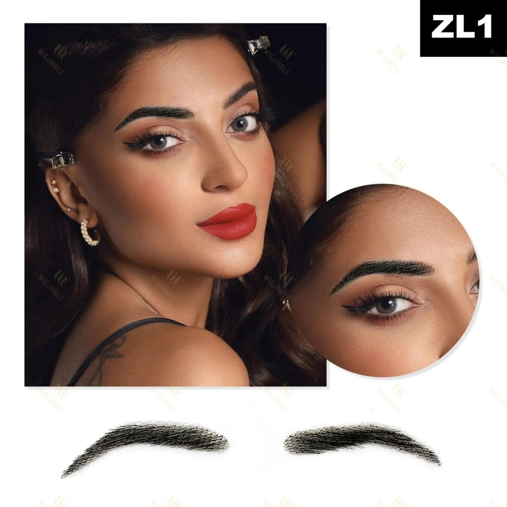 WIGUNDLE Women/Man's Eyebrows Hair Eyebrows Six Style 100% Human Hair Artificial Weaving Lace Workers' Hair Braided Eyebrow Wigs