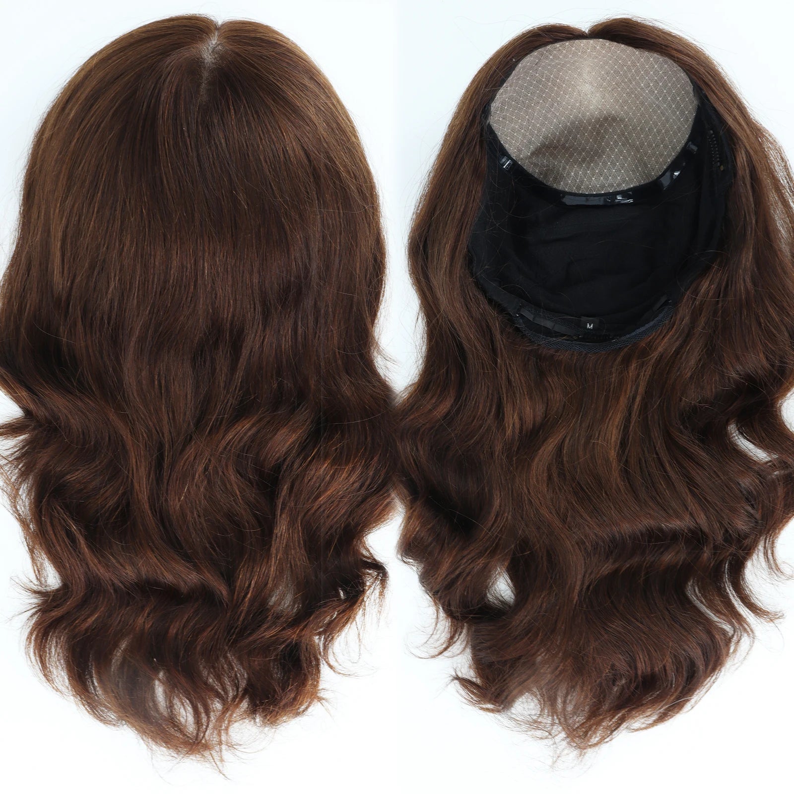 Natural Wave Human Hair Wig Medium Brown Real Virgin European Human Hair Wig for Women 6x6" Silk Base with PU Front