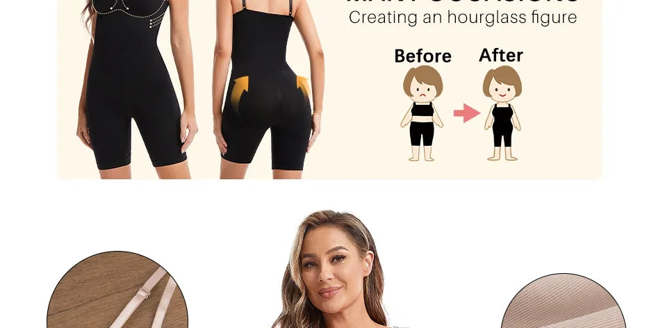 1PC Elastic Shapewear Bodysuits Comfortable Butt Lifter Underwear Bodysuit Waist Trainer Body Shaper Shapewear Wide Shoulder