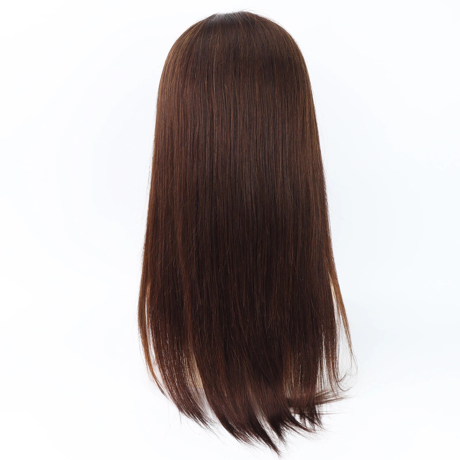 Layer Human Hair Wig for Women 6x6" Silk Base Wig with PU Around Medium Brown Hair Wig with Elastic Net Soft Breathable