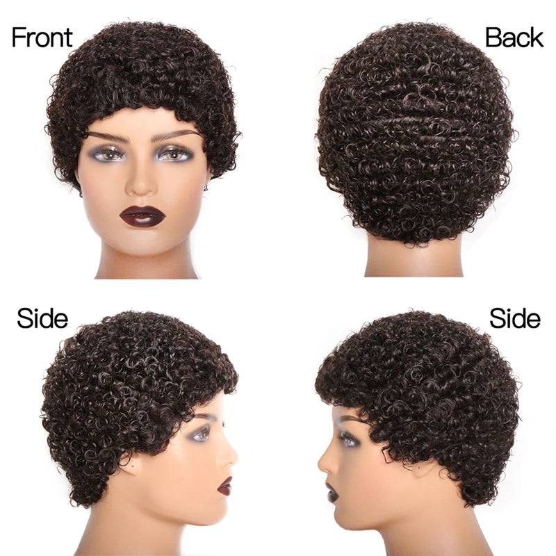 99J Short Curly Human Hair Wigs For Women Full Machine Made Kinky Curly Wigs Human Hair Choice Cheap Wigs On Clearance Sale