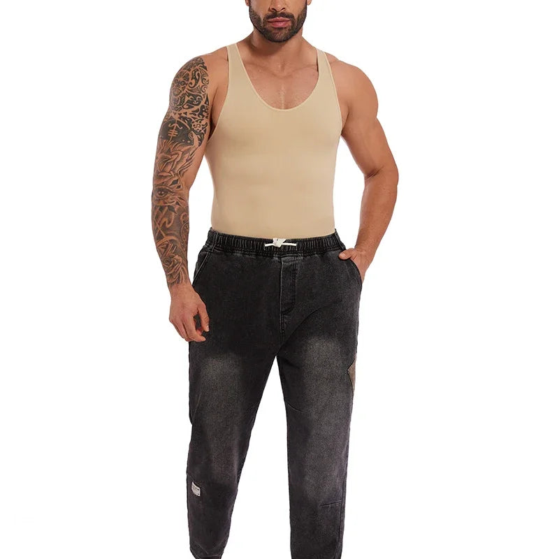 Sleeveless Bodysuit Men Full Body Shaper Compression Undershirt New Shapewear Tummy Control Faja Para Hombres Slimming Vest