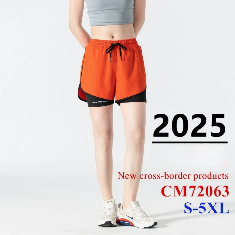 Women Sports 2 In 1 Yoga Shorts Quick Dry Running Tennis Badminton Anti Exposure Skirt Gym Sportswear Running Compression Shorts