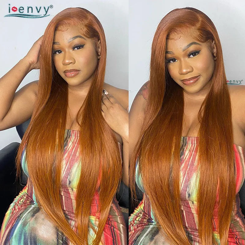Red Burgundy Bye Bye Knots Wig Blonde Ginger Lace Front Wig 9X6 Glueless Wig Straight Human Hair Wigs Wear Go Pre-Cut Lace Wigs