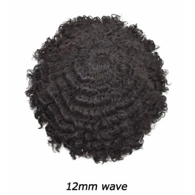 Water Curly Human Hair Wig for Men Thin Skin Male Toupee Human Hair Full PU 0.14cm Man's Wigs Capillary With Knots Natural Color