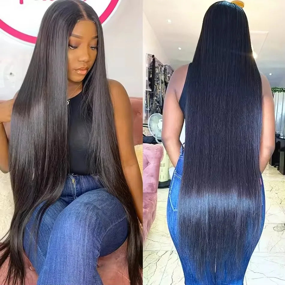 13x4 Bone Straight Human Hair Wigs 13x6 Hd Lace Frontal 40 Inch Straight Transparent Lace 220 Density Human Hair Wig For Women