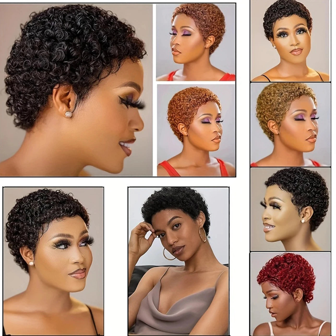 99J Short Curly Human Hair Wigs For Women Full Machine Made Kinky Curly Wigs Human Hair Choice Cheap Wigs On Clearance Sale