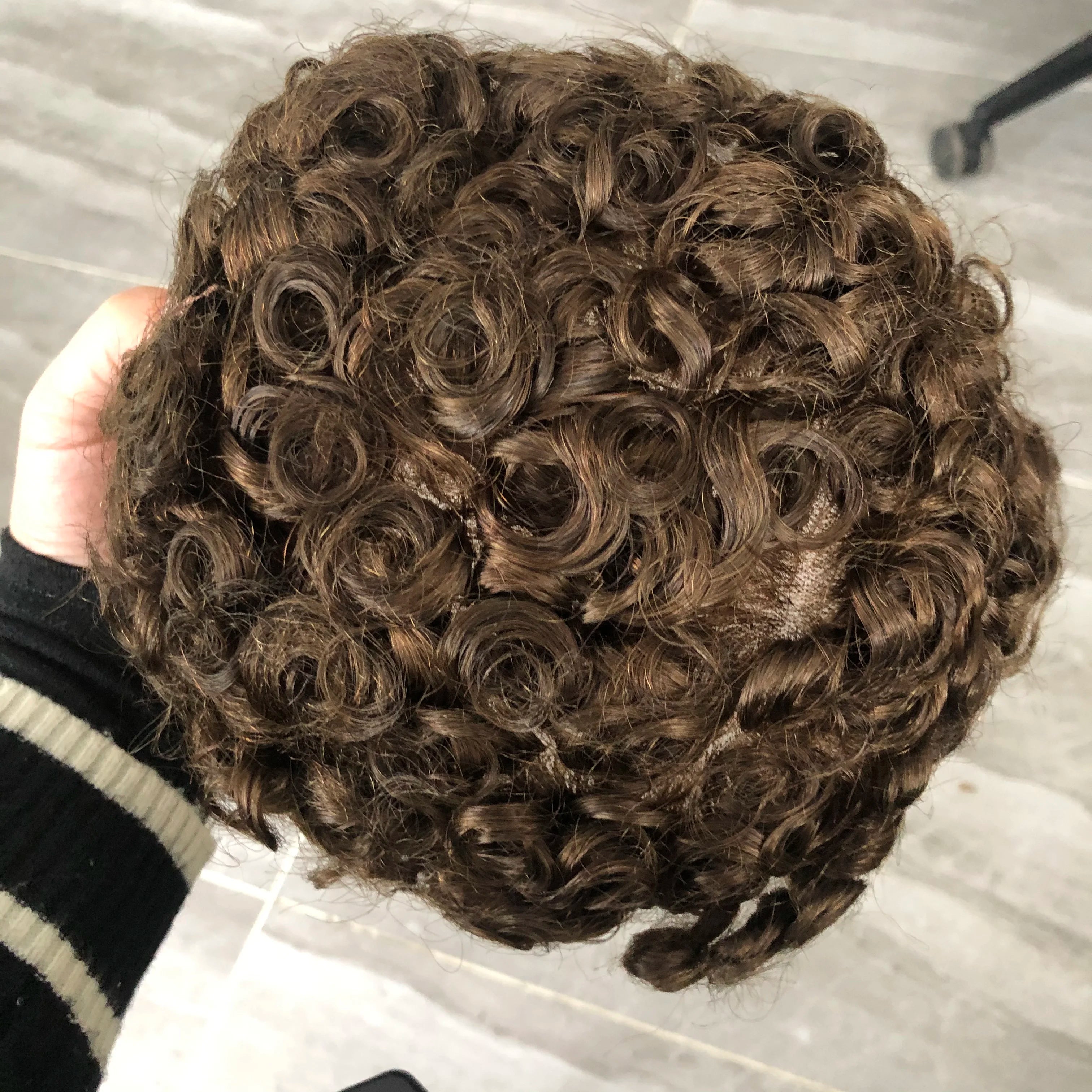 Men's Wigs Human Hair Super Durable Mono 20MM Curly Toupee Men Capillary Prosthesis Hair Unit Replacement System Pieces For Male