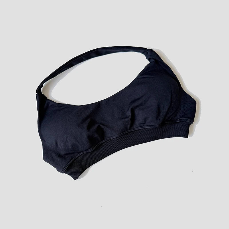 Sports Bra Women Shockproof Seamless Halter Top High Support Push-up Open Back Gym Wear Fitness Workout Underwear