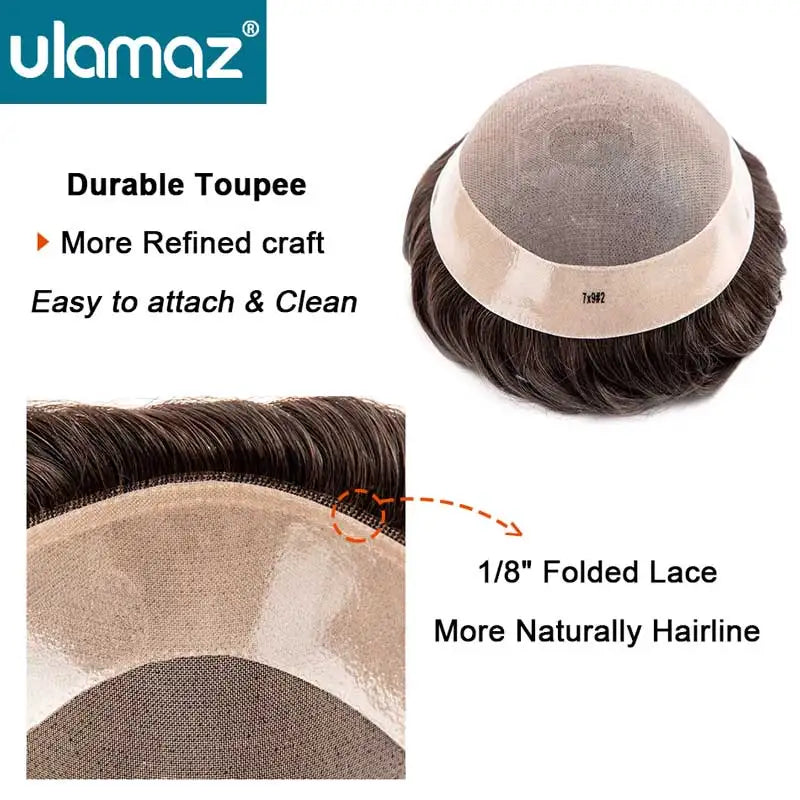 Natural Men's Wig Mono Toupee Human Hair Capillary Male Hair Prosthesis Hair System For Man Double Knots Hairpiece Wigs For Men