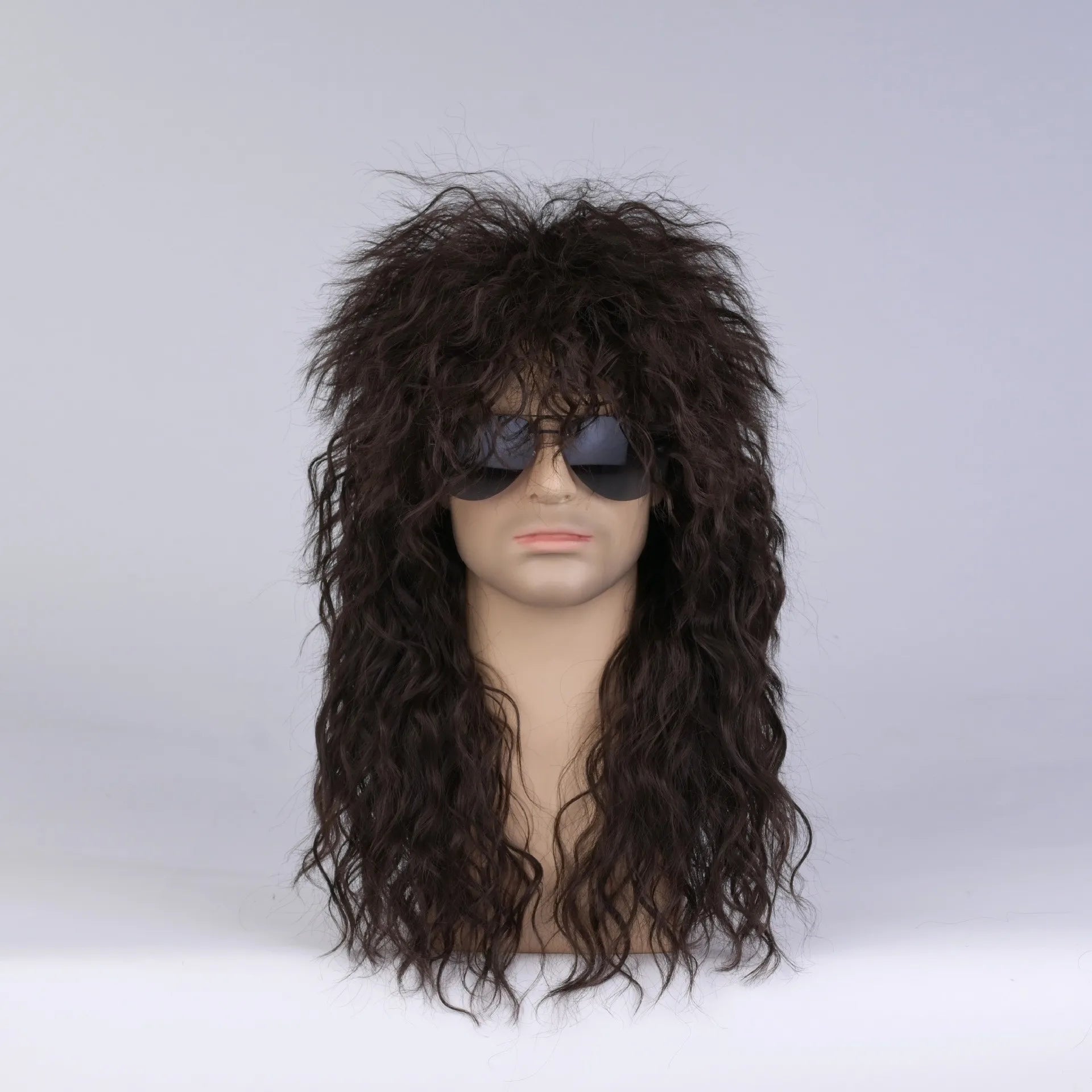 80s Rocker Synthetic Wigs for Men Mullet Wig Long Curly Hair Wig Kiss Wig Perfect for Halloween Cosplay DIY Themed Costume Party