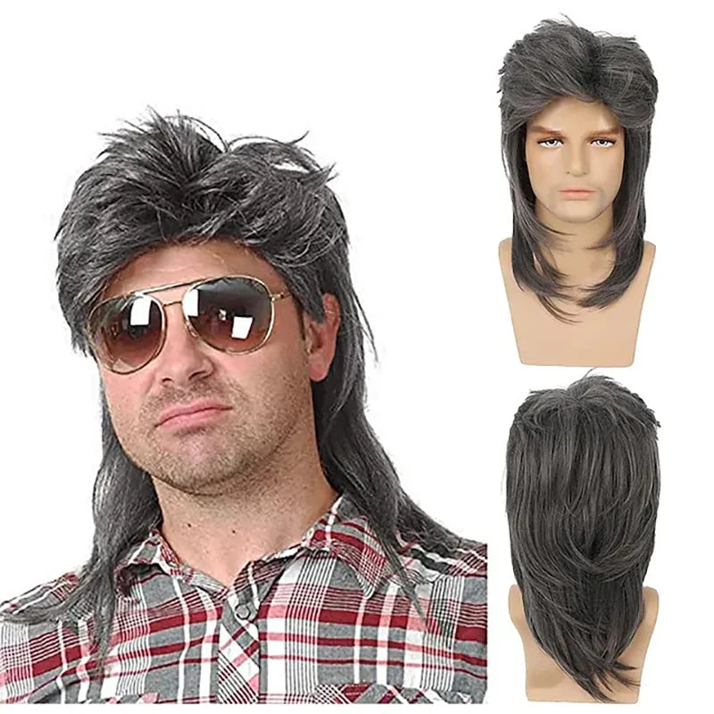 8 Styles Mullet Wigs for Men 70s 80s Costumes Fancy Party Accessory Cosplay Hallowmas Performance Synthetic Wig