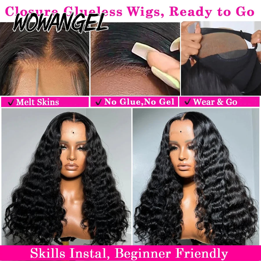 WOWANGEL Burmese Curly 5x5 HD Lace Closure Wig 250% Preplucked Glueless Wigs Human Hair Wig Ready To Wear Burmese Wave For Women