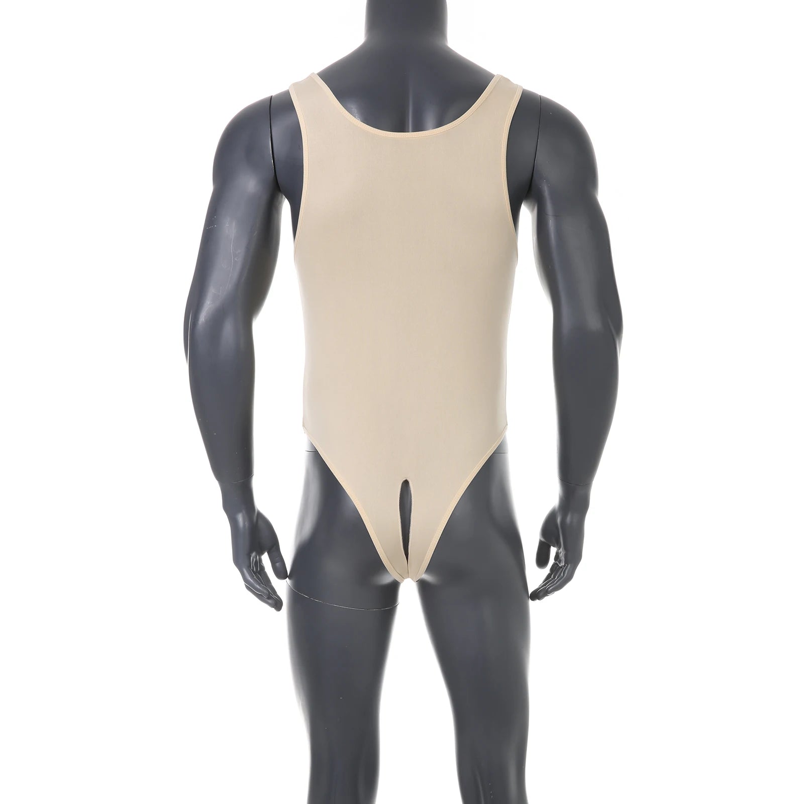Men Shapewear Bodysuit Tummy Control Sexy Leotard Jock Strap Slimming Sleeveless Open Buttocks One-Piece Undershirt Shaper