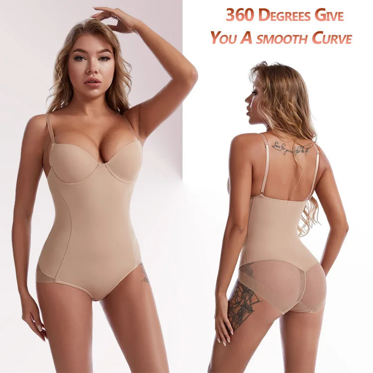Underwire White Bodysuit Women Shapers Stretch Solid Color Silky Underwear Shapewear