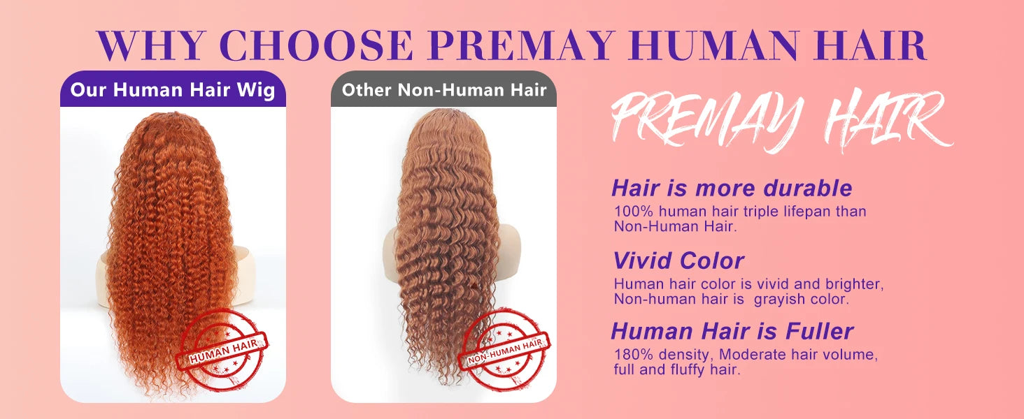 Curly Orange Ginger Brazilian Human Hair