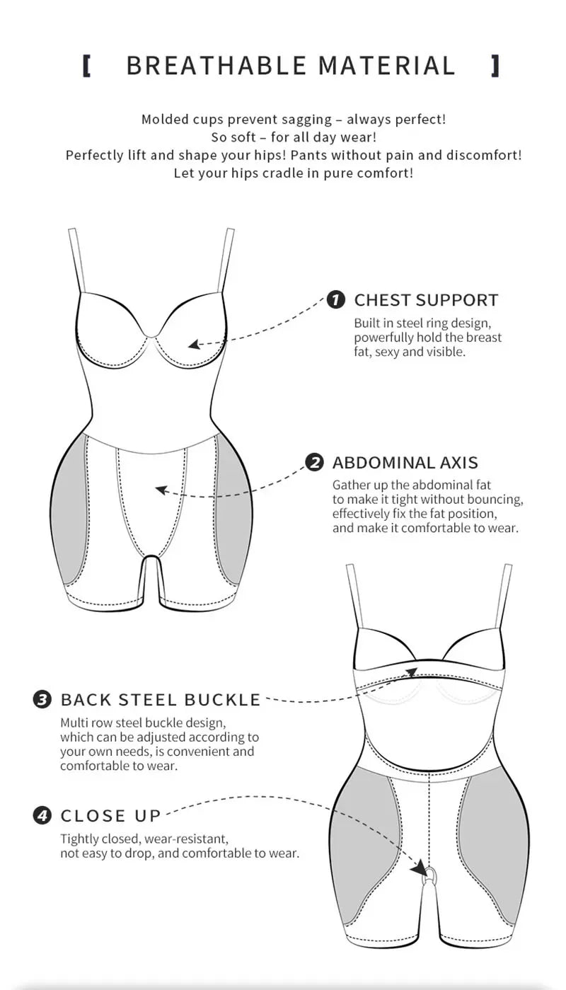 Bodysuits Shapewear Padded Hip Enhancer Bra Cushion Butt Lifter Sexy Back Body Shaper Jumpsuits Fajas Colombianas Girdles Corset