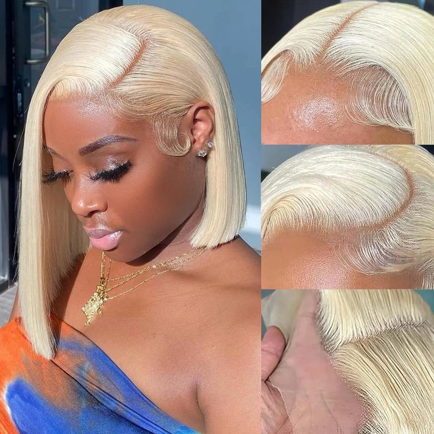 613 Blonde Bob Wig Human Hair 200% Density Straight Bob Wig Human Hair 13x4 HD Lace Frontal Wigs 100% Real Brazilian Human Hair