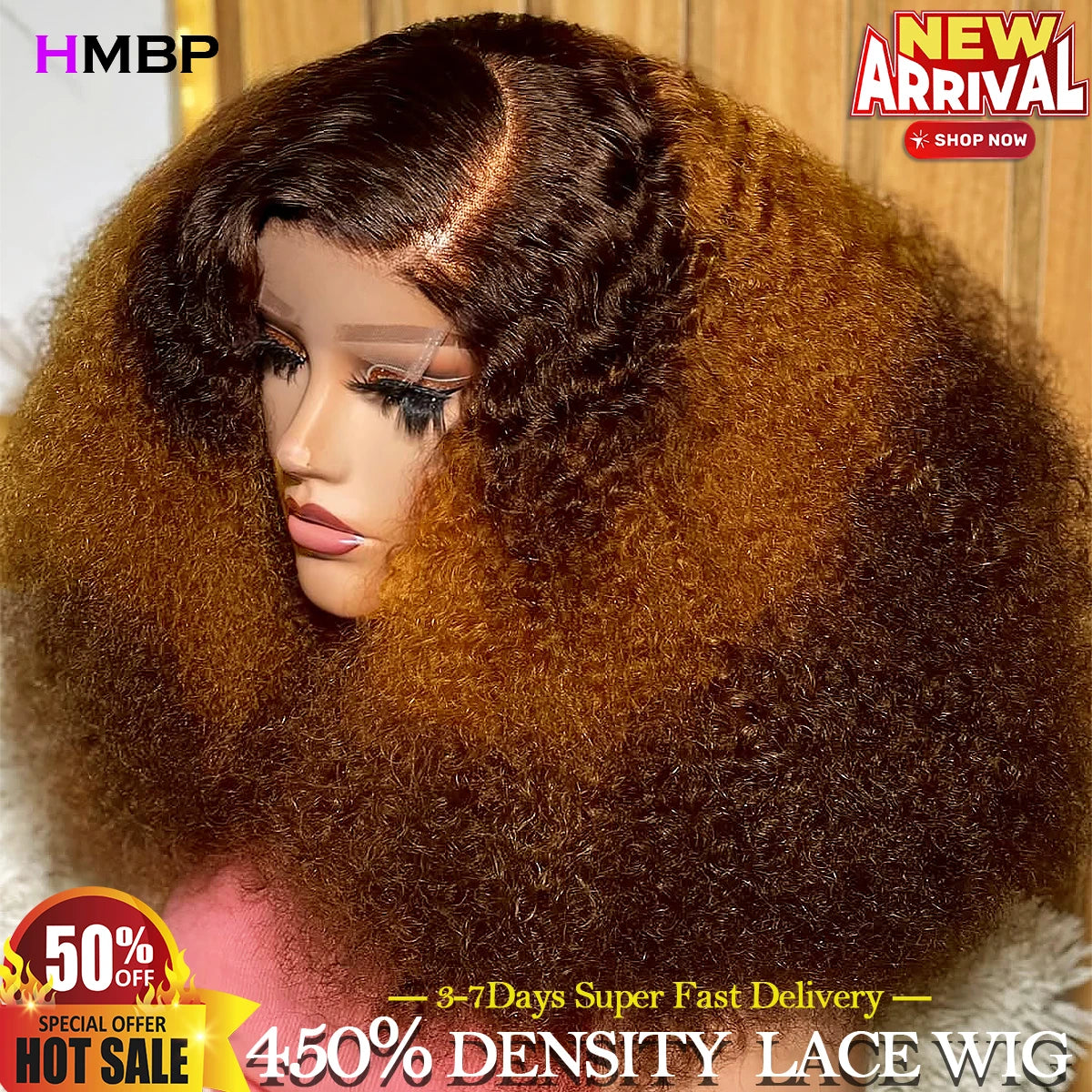 Glueless Wigs Human Hair Highlight Kinky Curly Wear and Go 13x6 Hd Lace Frontal Wig 450 Density Preplucked Closure Wig For Women