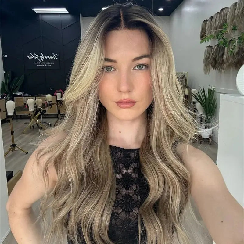 13x4 Honey Blonde Brown Synthetic HD Lace Front Wig Balayage Ready to Wear Women Wigs High Quality Wig Daily Cosplay Party Wear