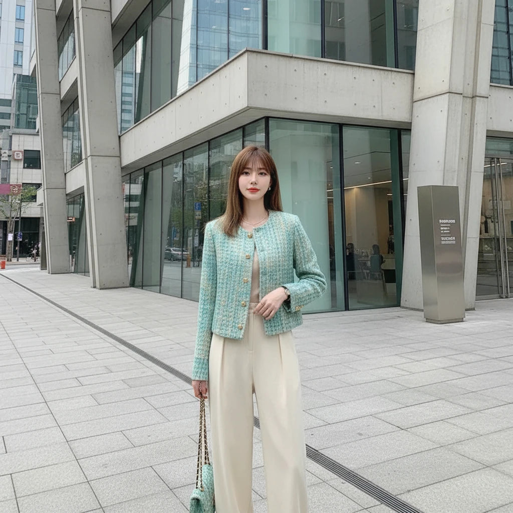 Fashion Jacket for Women 2025 New Spring and Autumn Temperament Tweed Braided Short Versatile Top