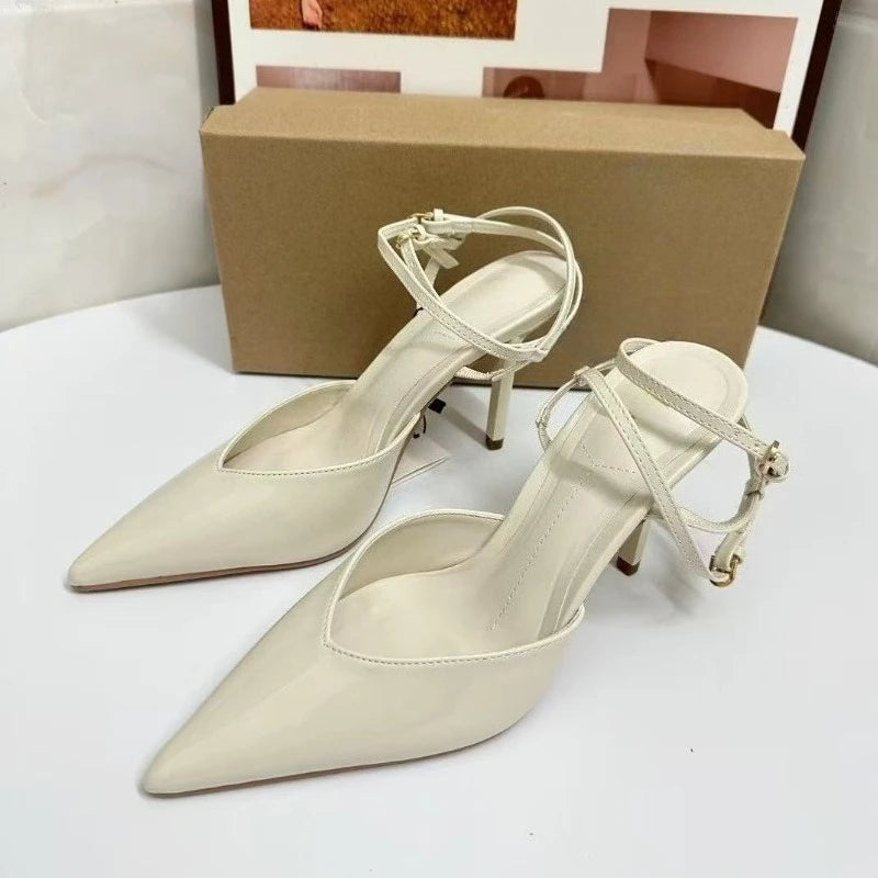 Elegant Women High Heeled Shoes Sexy Pointed Toe Slingbacks 2025 Summer Stilettos Brand Designer Bridal Office Ladies Sandals