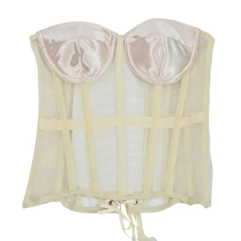 Sexy Thin Body Shaper Underwear Corset Waist Trainer Lingerie Lace Corsets Perspective Mesh Shapewear Women Fashion Clothes Faja