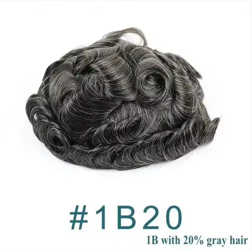 Super Natural Men's Toupee Durable Human Hair Wigs 1b80 Gray Black White Blonde Microskin Thin PU Affordable Capillary Prosthsi