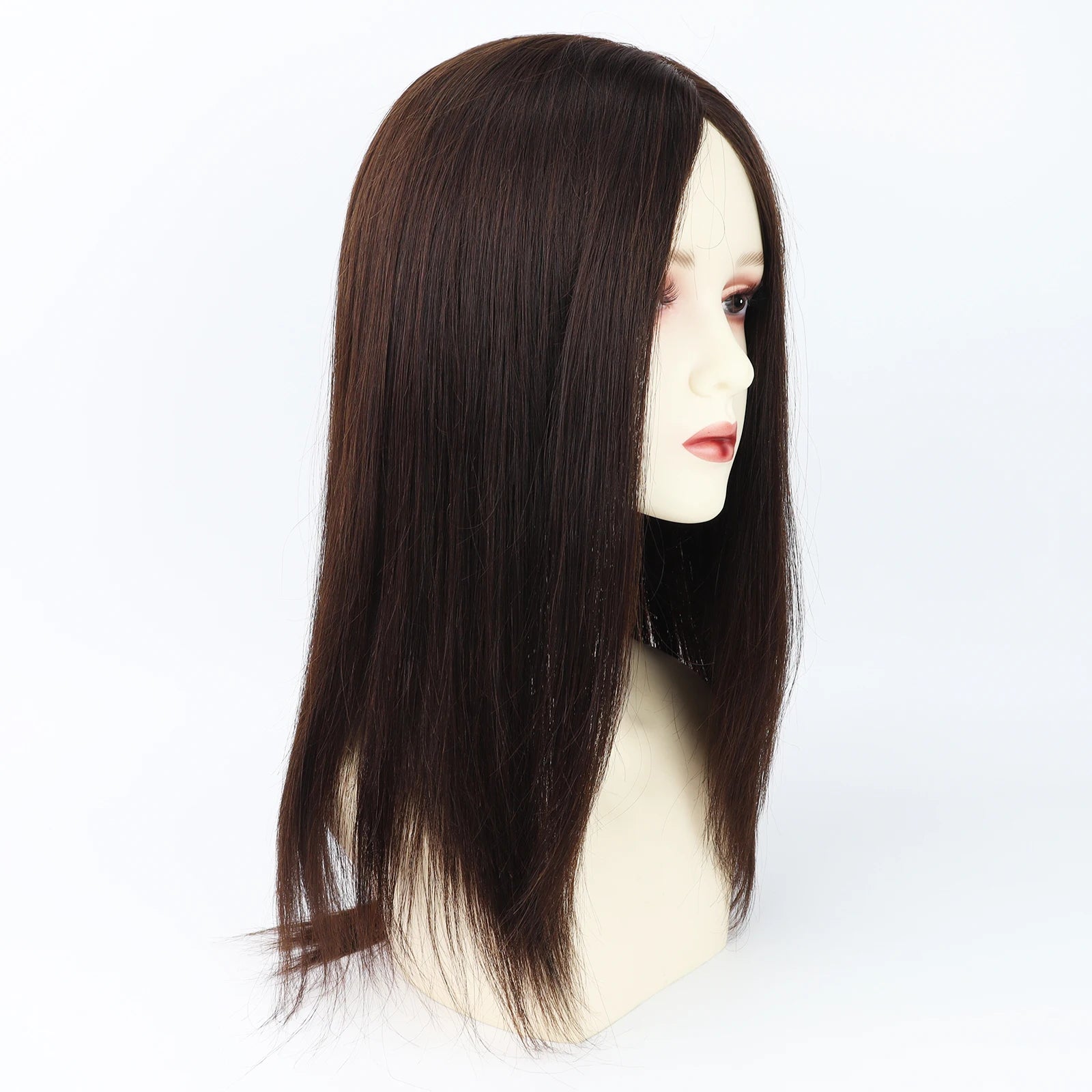 Layer Human Hair Wig for Women 6x6" Silk Base Wig with PU Around Medium Brown Hair Wig with Elastic Net Soft Breathable