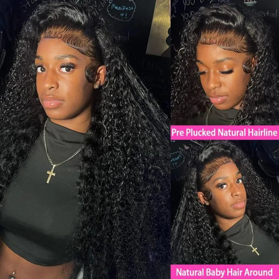 Deep Wave Human Hair Wigs 13X6 Hd Lace Frontal Wig Water Wave Lace Front Wigs Curly Brazilian Wigs 200 Density 40 Inch For Women