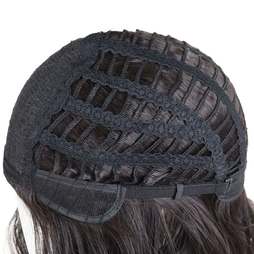 GNIMEGIL Synthetic Middle Part Natural Black Wigs for Men Long Curly Hair Wig with Cap Male Daily Party Costume Cosplay Wear