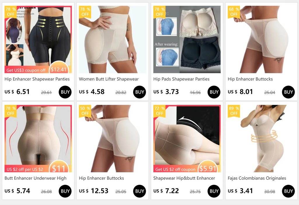 Shapewear Hip Enhancer Panties Women Mid Waist Butt Pad Underwear 1.8cm Padded Body Shaper Butt Lifter Panites