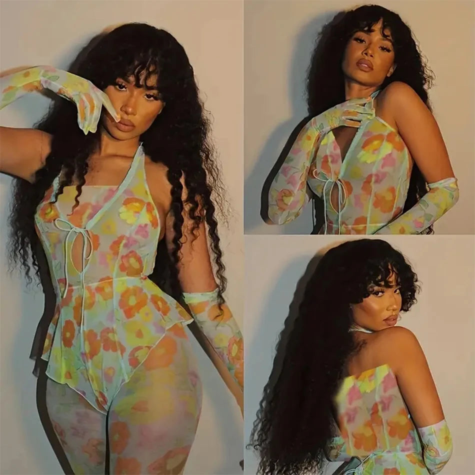 Curly Wig With Bangs Kinky Curly Human Hair Wig With Bangs Full Machine Made Frontal Wig 12A Water Wave Virgin Human Hair Wigs