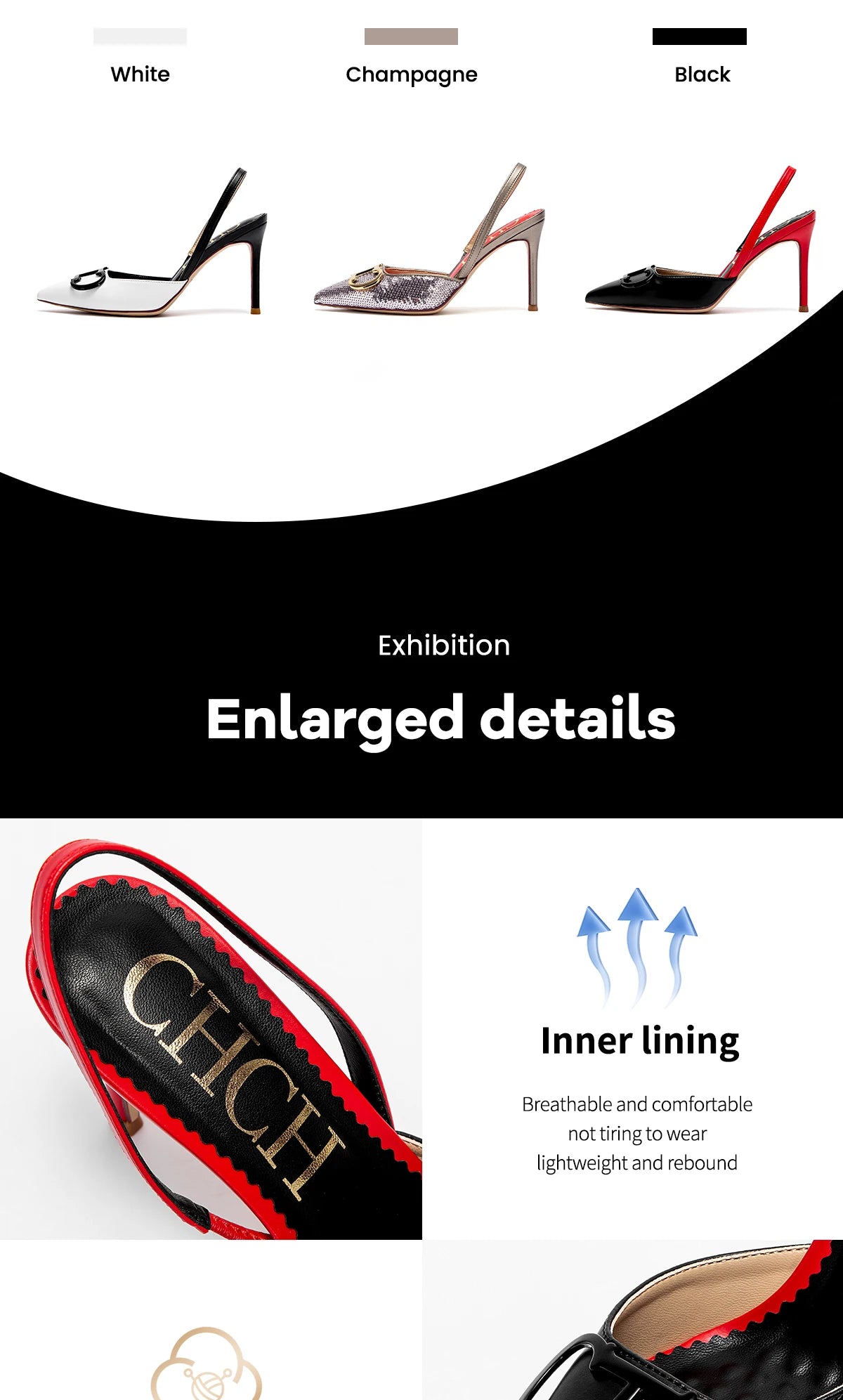 CHCH Luxury Brand High Heels Fashion Women Sandals Elegant Pointed Ladies Slingback Party Wedding Bridal Dress Shoes Woman