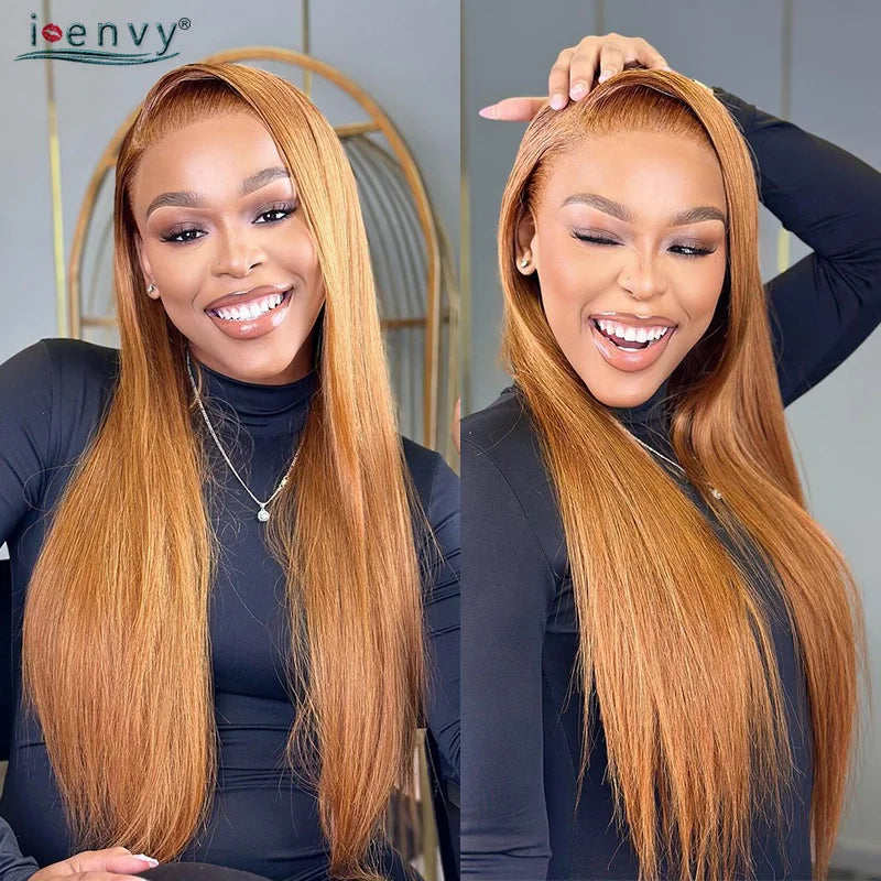 Red Burgundy Bye Bye Knots Wig Blonde Ginger Lace Front Wig 9X6 Glueless Wig Straight Human Hair Wigs Wear Go Pre-Cut Lace Wigs