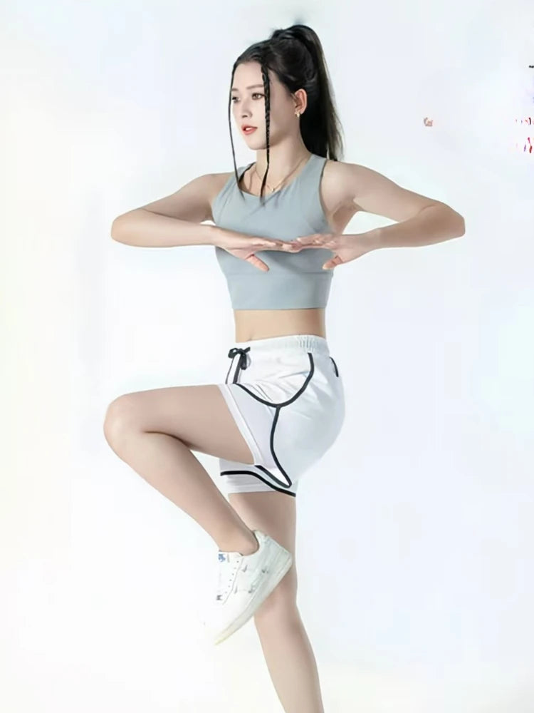 Women Sports 2 In 1 Yoga Shorts Quick Dry Running Tennis Badminton Anti Exposure Skirt Gym Sportswear Running Compression Shorts