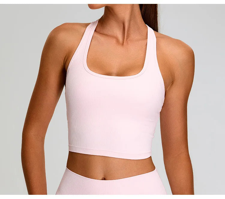 Sports Bra Top Push Up Fitness Underwear Women Yoga Bra Ribbed Sport Tops Women Breathable Running Vest High Strength Gym Wear