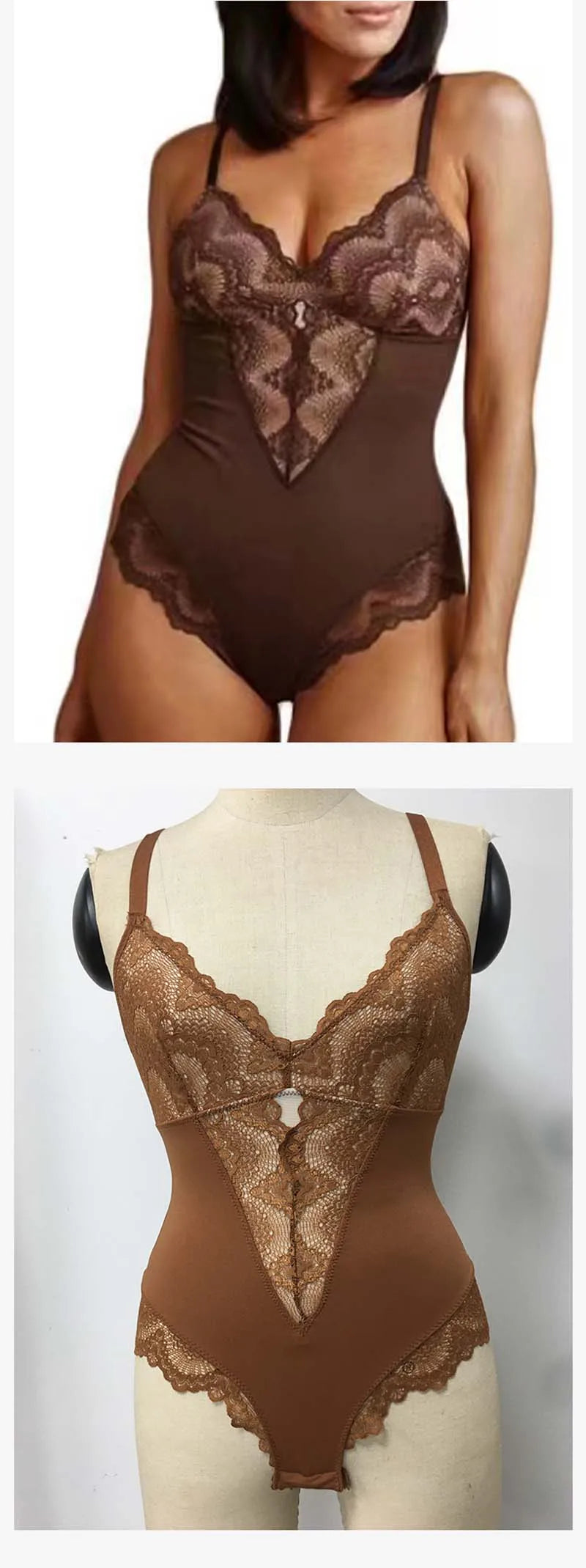 Women's Shapewear Body Shaper Sexy Lace V Neck Bodysuits OpenBody Suit Sexy Jumpsuit Underwear Lingerie