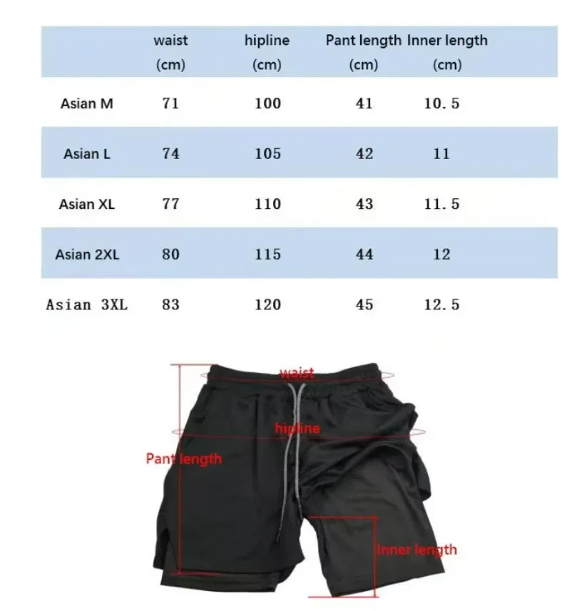 Men Running Shorts 2 In 1 Double-deck Sport Shorts Sportswear Gym Fitness Short Pants Training Jogging Bottom Men's Clothing