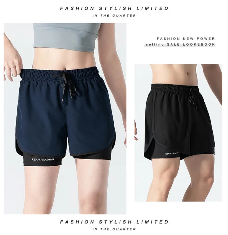 Women Sports 2 In 1 Yoga Shorts Quick Dry Running Tennis Badminton Anti Exposure Skirt Gym Sportswear Running Compression Shorts