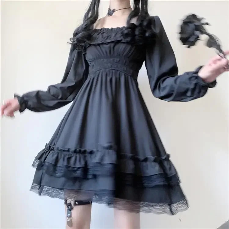 Black Dresses Women Fashion All-match Designed Harajuku Streetwear Aesthetic Clothing Hepburn Vestidos De Mujer Daily Ins Chic