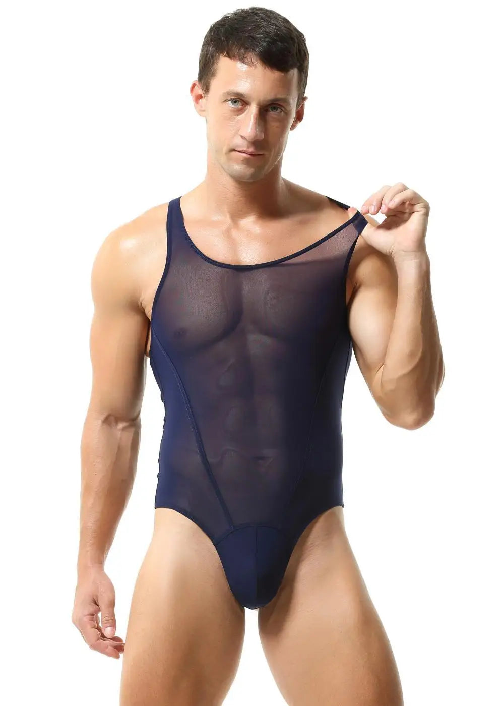 TAUWELL Mens Shapewear Singlets Sexy Underwear Fitness Sport Mesh Breathable Undershirts Men Bodysuit Thongs