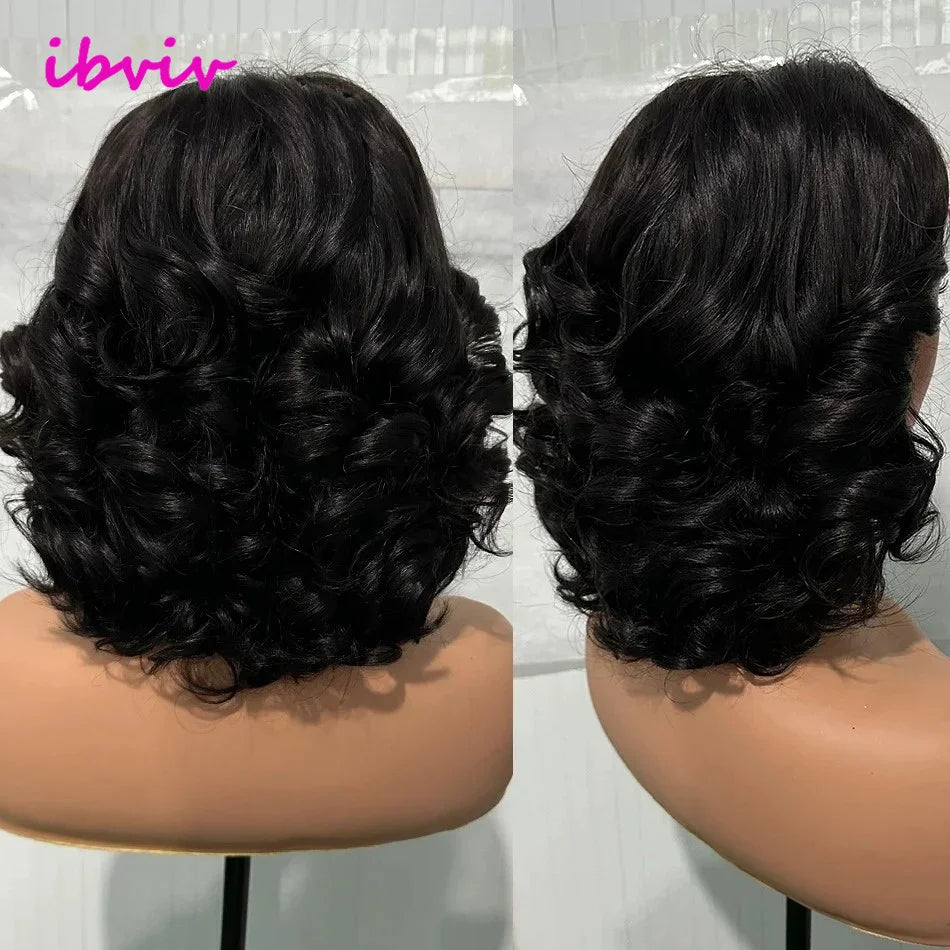 Super Double Drawn Glueless Wig 100% Human Hair Ready To Go 12inch Loose Deep 250% High Density 13x4 Transparent Lace Front Wigs